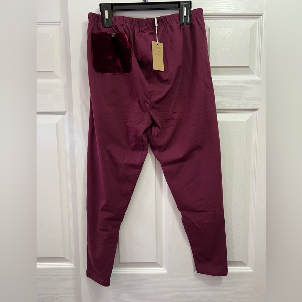 NWT Mina et Bina Women's Pants Pull On Casual Burgundy Maternity Size XL